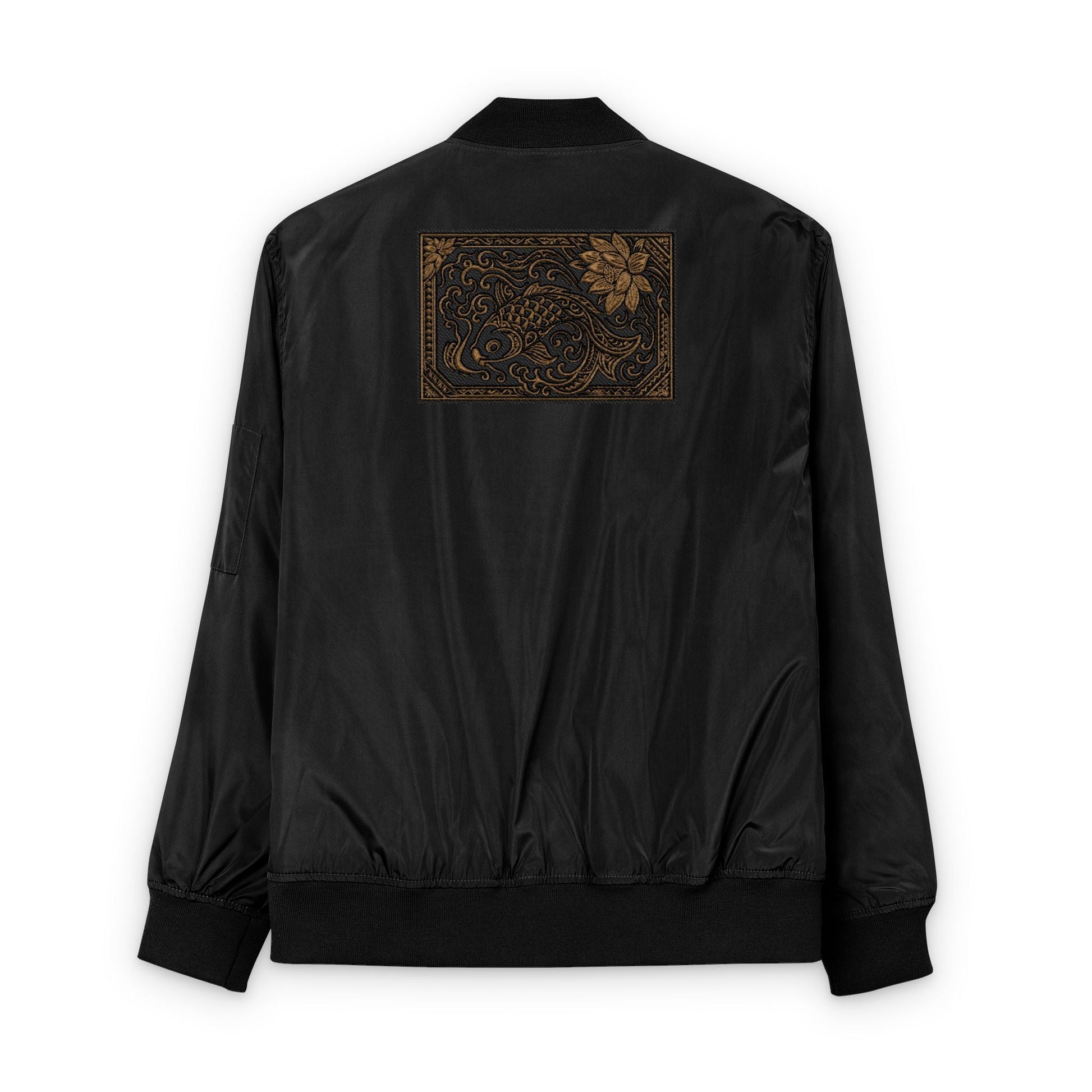 Embroidered Koi Culture Blend Bomber Jacket - Japanese and Polynesian Art Style - CombineCulture