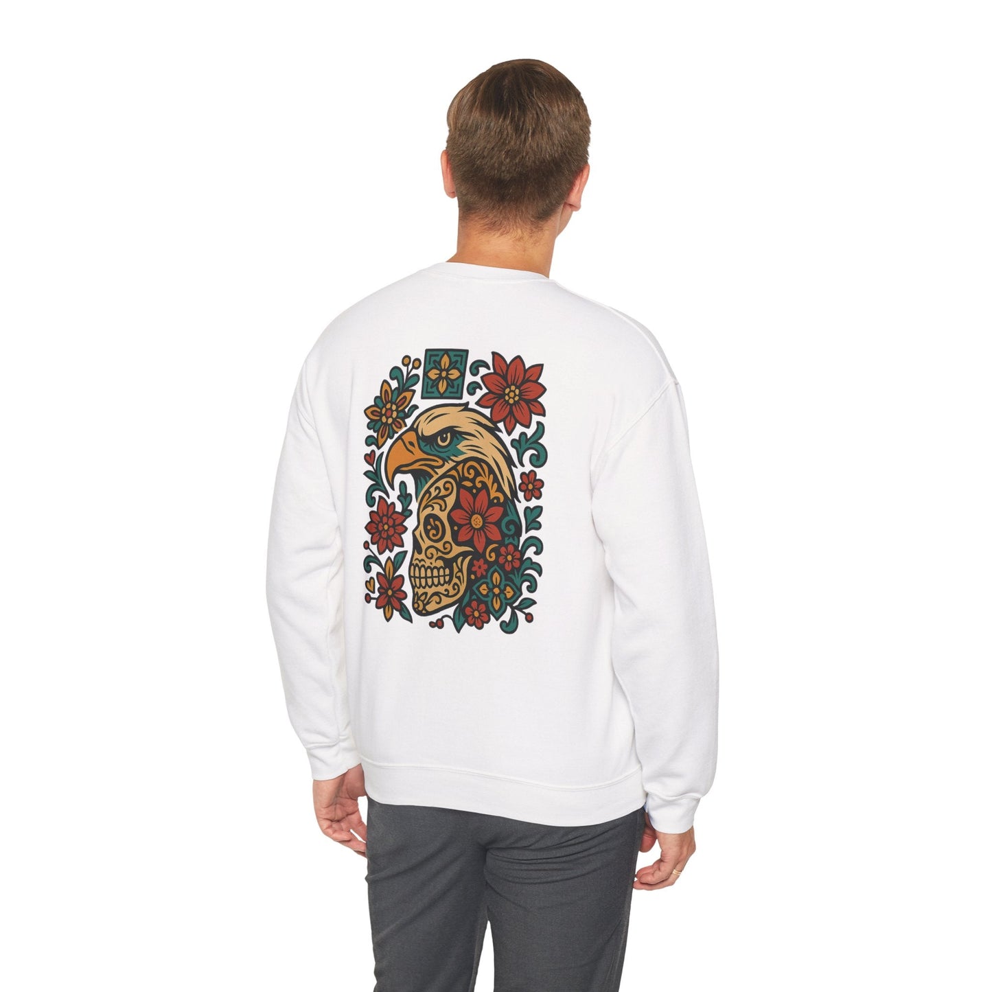 Skull and Eagle Culture Blend Sweatshirt - Mexican and American Art Style - CombineCulture
