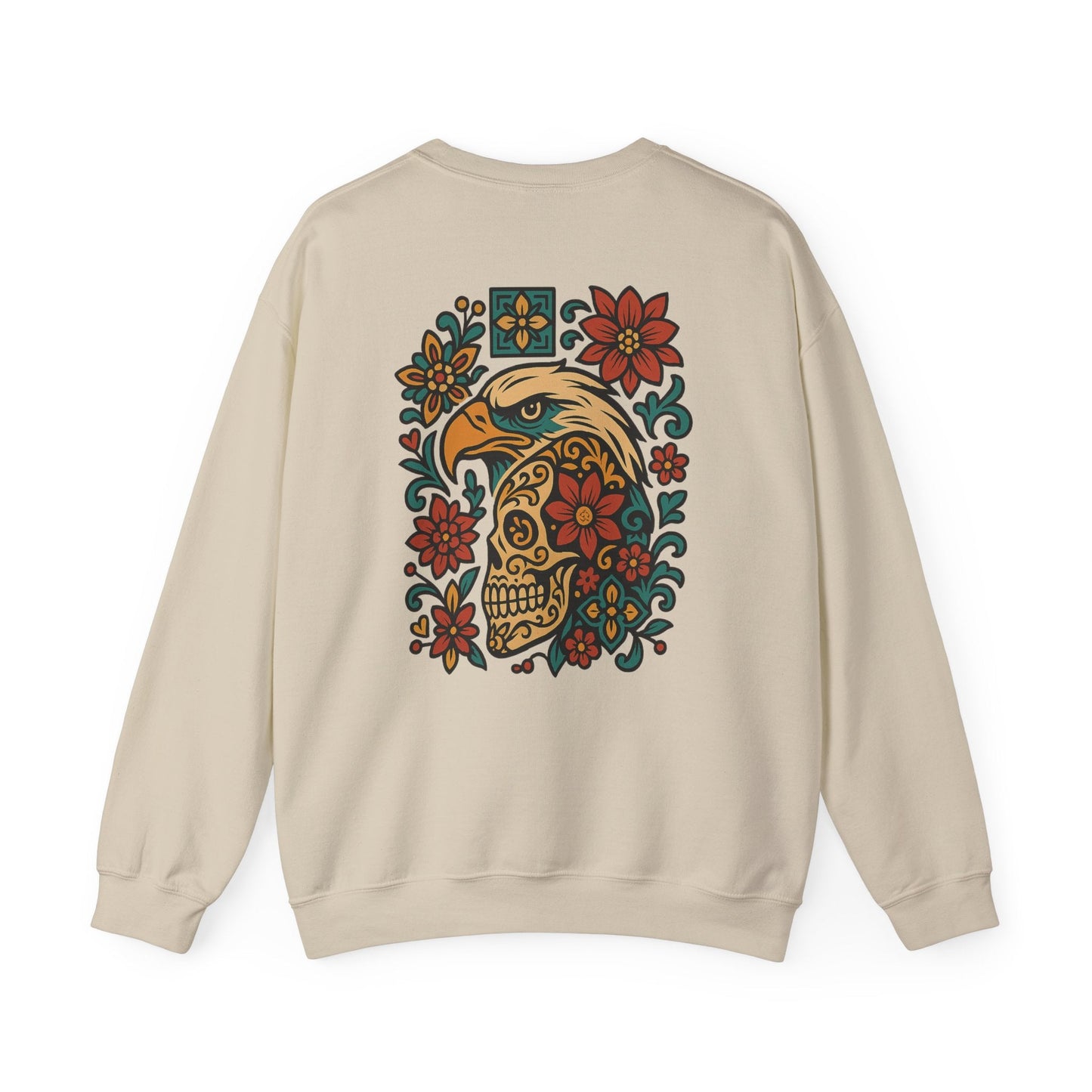 Skull and Eagle Culture Blend Sweatshirt - Mexican and American Art Style - CombineCulture