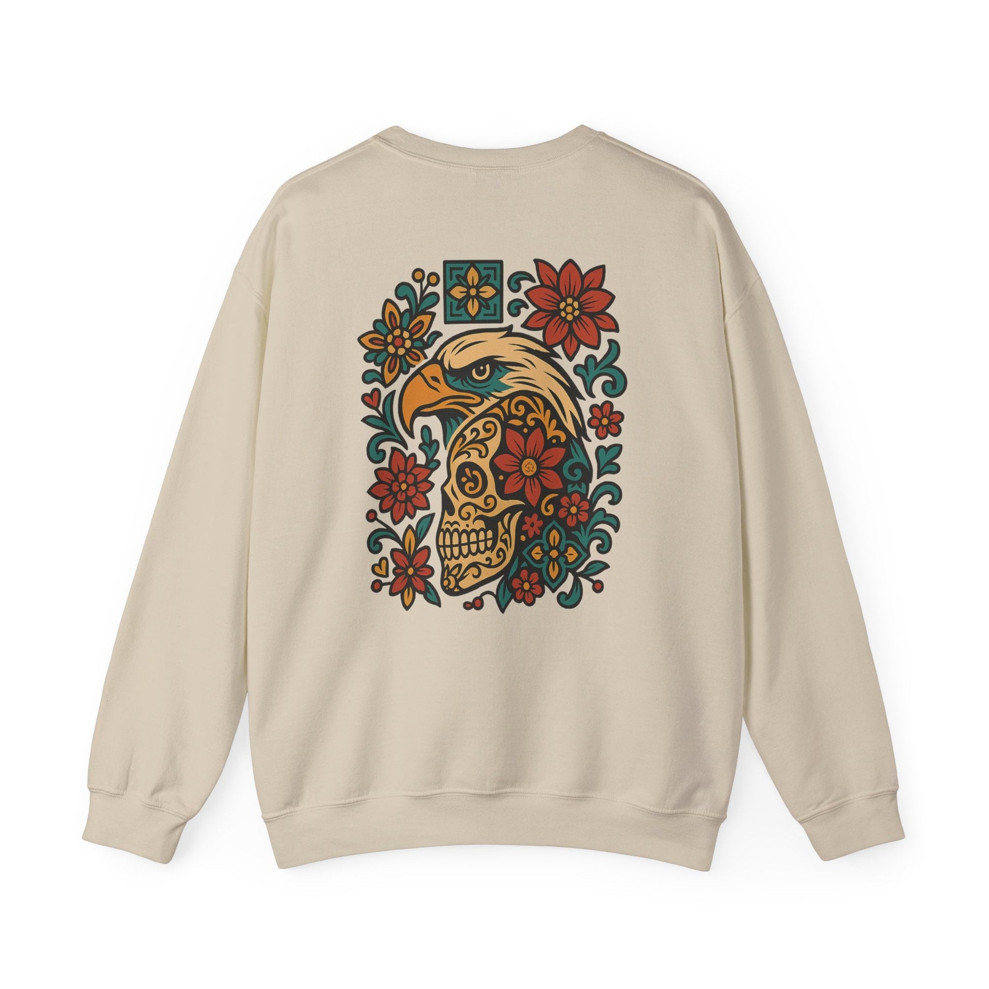 Skull and Eagle Culture Blend Sweatshirt - Mexican and American Art Style - CombineCulture
